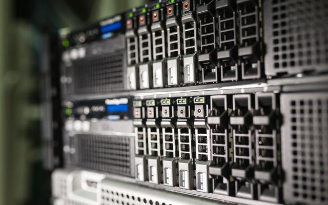 Close-up of enterprise server hardware